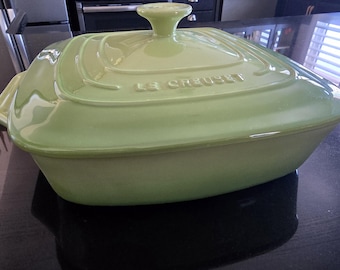 Le Creuset Palm Green Stoneware Covered Casserole Collectible