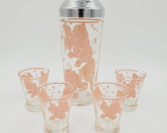 【アメリカヴィンテージ】GRIFFITH'S スパイスボトル　セット　ピンク Vintage Mid Century Modern Hazel Atlas Pink Dancing Elephants