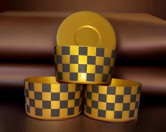 Chocolate and Gold Checkers Silicone Boot (7.5cm base) accessories. Gold base with chocolate colored pattern