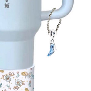 Preorder Glass Slipper Tumbler Handle Charm - Unique enchanted Decor for Your Tumbler - 4inch ball chain