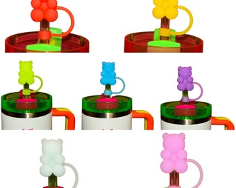 10mm Straw Topper Neon Gummy Bears Silicone accessories