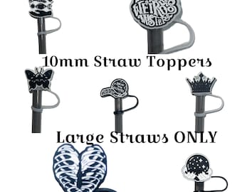 10mm Straw Toppers Black Witchy Themed Accessories. Large Straws ONLY.