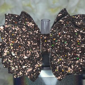 Brown and Iridescent Large Glitter Straw Bow – Fits 10mm Straws – Decorative Tumbler Charm – Handmade Cup Accessory – Perfect Gift for Her