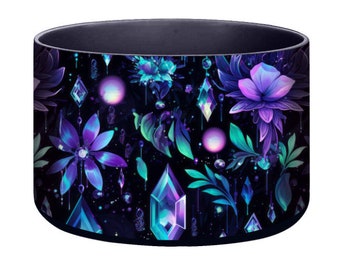 PREORDER Chroma Crystals Silicone Boot (7.5cm base) accessories. Black base with blue/purple crystallized flowers.