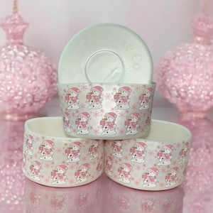 Cutesy Pink Snowman Silicone Boot - CupCoutureCo Exclusive - Tumbler Accessories - Fits 20-40oz Stanley - 7.5cm Diameter