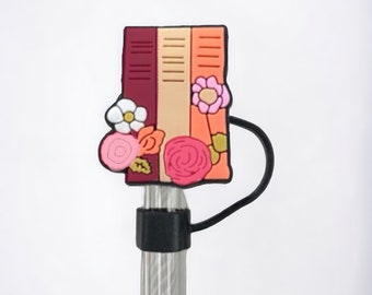 PREORDER 10mm Books and Flowers Straw Topper  Silicone accessories
