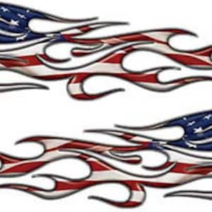 Traditional Tribal Flame Reflective Decals with Silver Outline