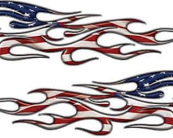 Traditional Tribal Flame Reflective Decals with Silver Outline