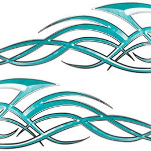 Pair Of JRwraps Tribal Flames Decals - Gold & Silver - 220x55mm For Car, Boat, ATV