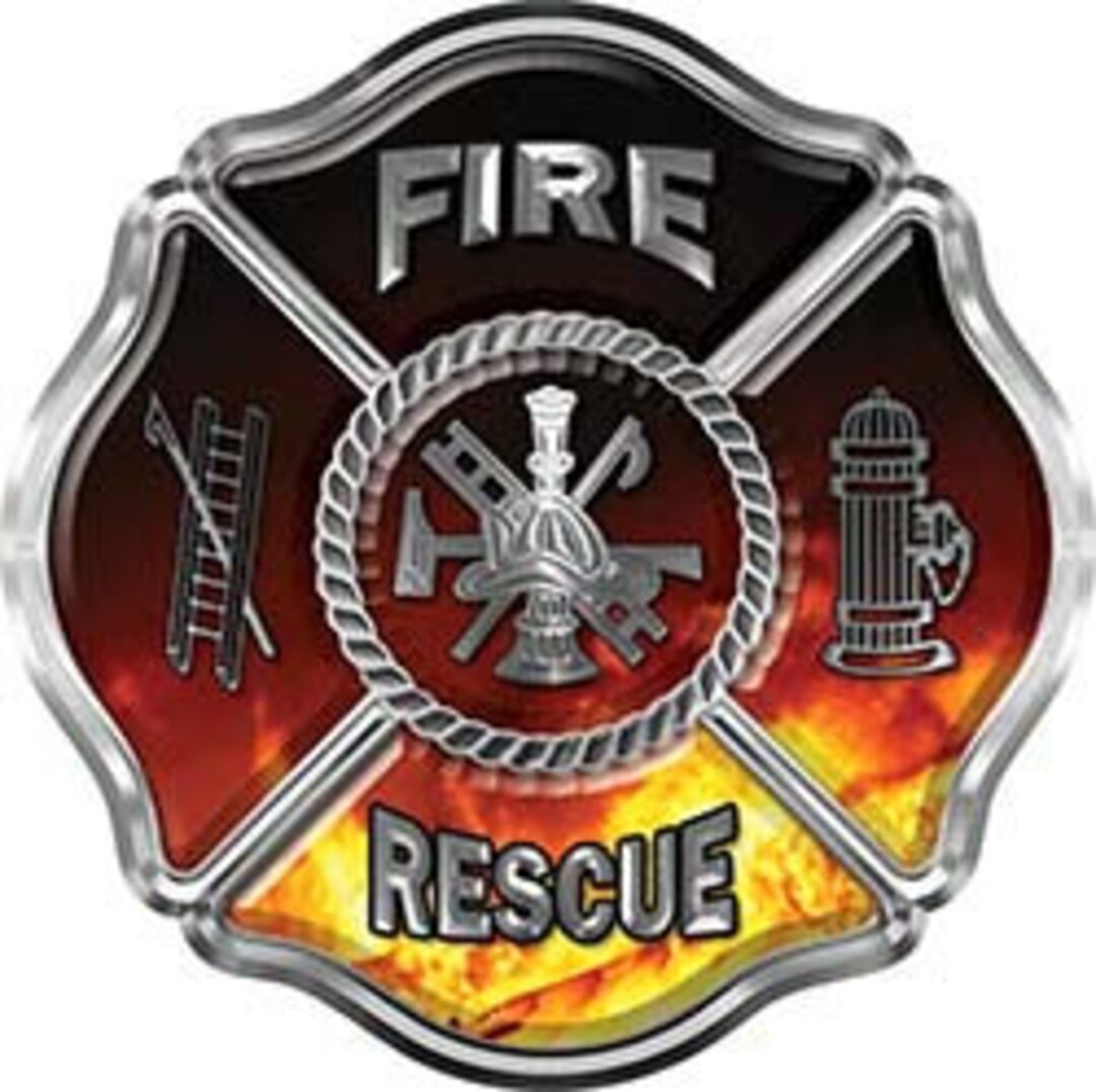 Reflective Thin Red Line Maltese Cross Fire Helmet Decals – 2 Inch, Made In USA