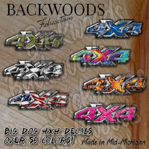 Big Dog 4x4 Decals choose from 56 different colors, sizes in reflective or premium vinyl works for truck bed side, fender, quad, tailgate
