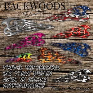 Tribal Flame Decals for motorcycle gas tanks, helmets, saddle bags with 56 different colors your bike needs these!