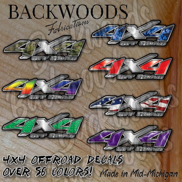 4x4 Off Road Decals choose from 56 different colors, sizes in reflective or premium vinyl works for truck bed side, fender, quad, atv's