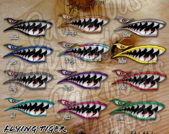 Flying Tigers Shark Teeth Decals for your car, boat, canoe, kayak, motorcycle, golf cart with new colors reflective and standard options