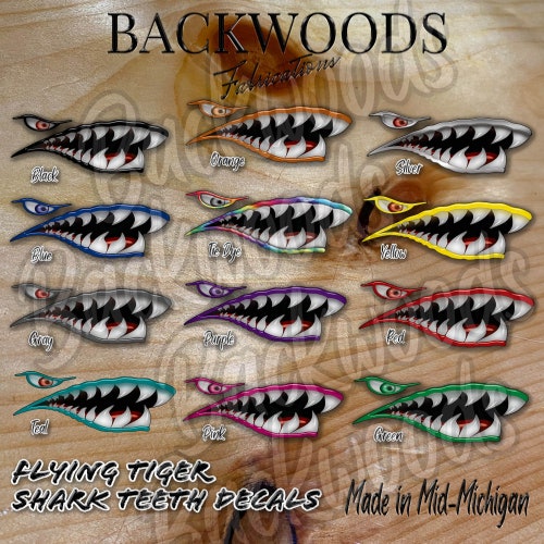 Flying Tigers Shark Teeth Decals for Your Car Boat Canoe Etsy