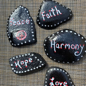 Painted Rocks Set of 5 Affirmation Rocks .. Painted Rocks.. Positivity Rocks .. Rocks image 1