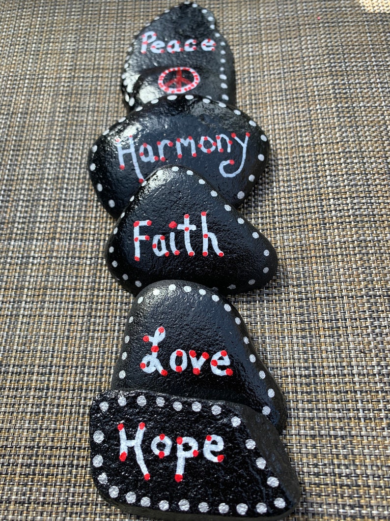 Painted Rocks Set of 5 Affirmation Rocks .. Painted Rocks.. Positivity Rocks .. Rocks image 5