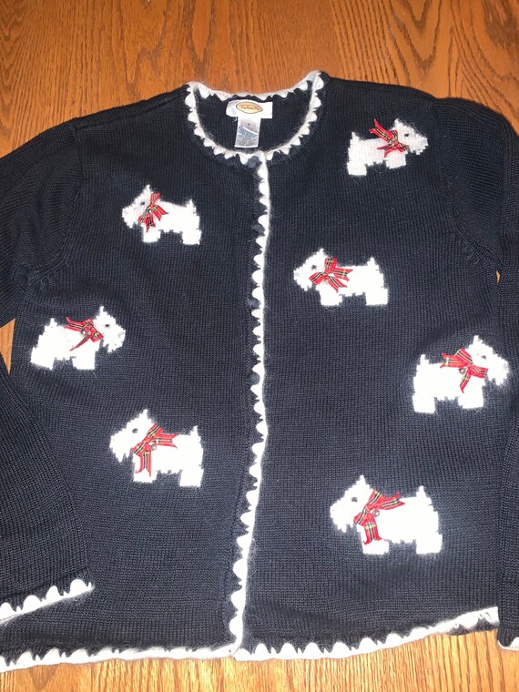 Vintage 90s Talbots Scottie Dog Sweater Cardigan Sweater Etsy