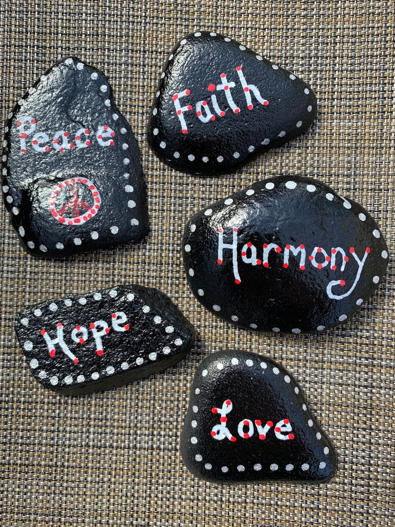 Painted Rocks Set of 5 Affirmation Rocks .. Painted Rocks.. Positivity Rocks .. Rocks image 2