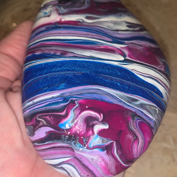 Paint Pour Rock..Painted Rock ..Rock Decor