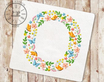 Floral Letter O machine embroidery design Wildflower alphabet Font from flowers and butterflies letters for a personalized gift 259