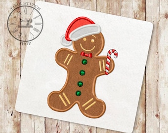 Christmas Gingerbread Man Applique Embroidery Design, Christmas Ornament Embroidery Design, Santa Embroidery Designs, Instant Download, 074