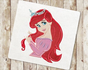Mermaid in a ball gown Applique Embroidery Design, Sea Princess Ariel Applique Embroidery Design, Princess Mermaid, Instant Download, 033