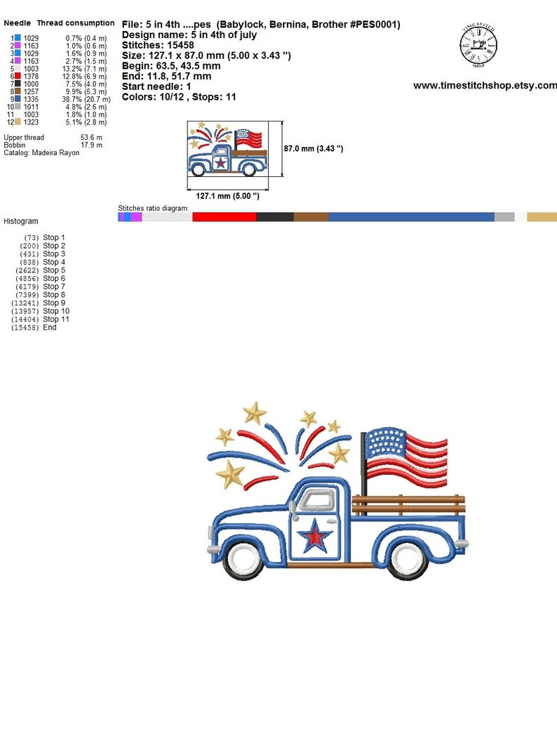 Vintage Truck Applique Embroidery Design 4th of July Truck Etsy