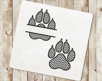 Dog Paw Print Applique Embroidery Designs, Split Dog Paw Print Applique Embroidery Designs, Dog silhouette Designs, Instant Download, 088
