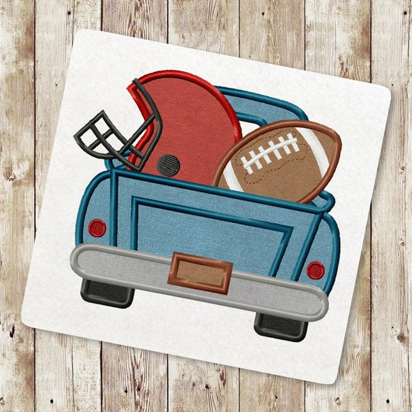 Football truck Applique Embroidery Design, Retro Truck Machine Embroidery Design, Helmet Applique Embroidery Designs, Instant Download, 006