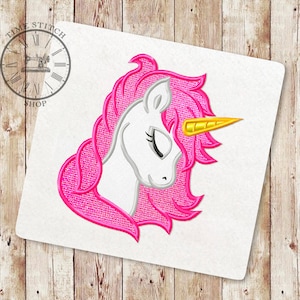 Unicorn head Applique Embroidery Design, Unicorn face Machine Embroidery Design, Pink Unicorn Embroidery Designs, Instant Download, 178