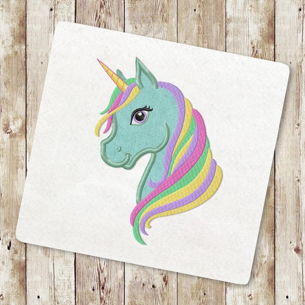 Rainbow Unicorn Applique Embroidery Designs, Unicorn Head Machine Embroidery Designs, Rainbow Unicorn Embroidery, Instant Download, 090