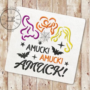 Hocus Embroidery Design, Amuck Embroidery Design, Halloween Machine Embroidery Designs, Sisters Witch Embroidery, 184