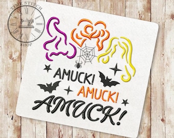 Hocus Embroidery Design, Amuck Embroidery Design, Halloween Machine Embroidery Designs, Sisters Witch Embroidery, 184