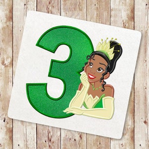 Princess Third birthday Applique Embroidery Design, Princess Frog Applique Embroidery, Baby Girl Embroidery, Instant Download, 137