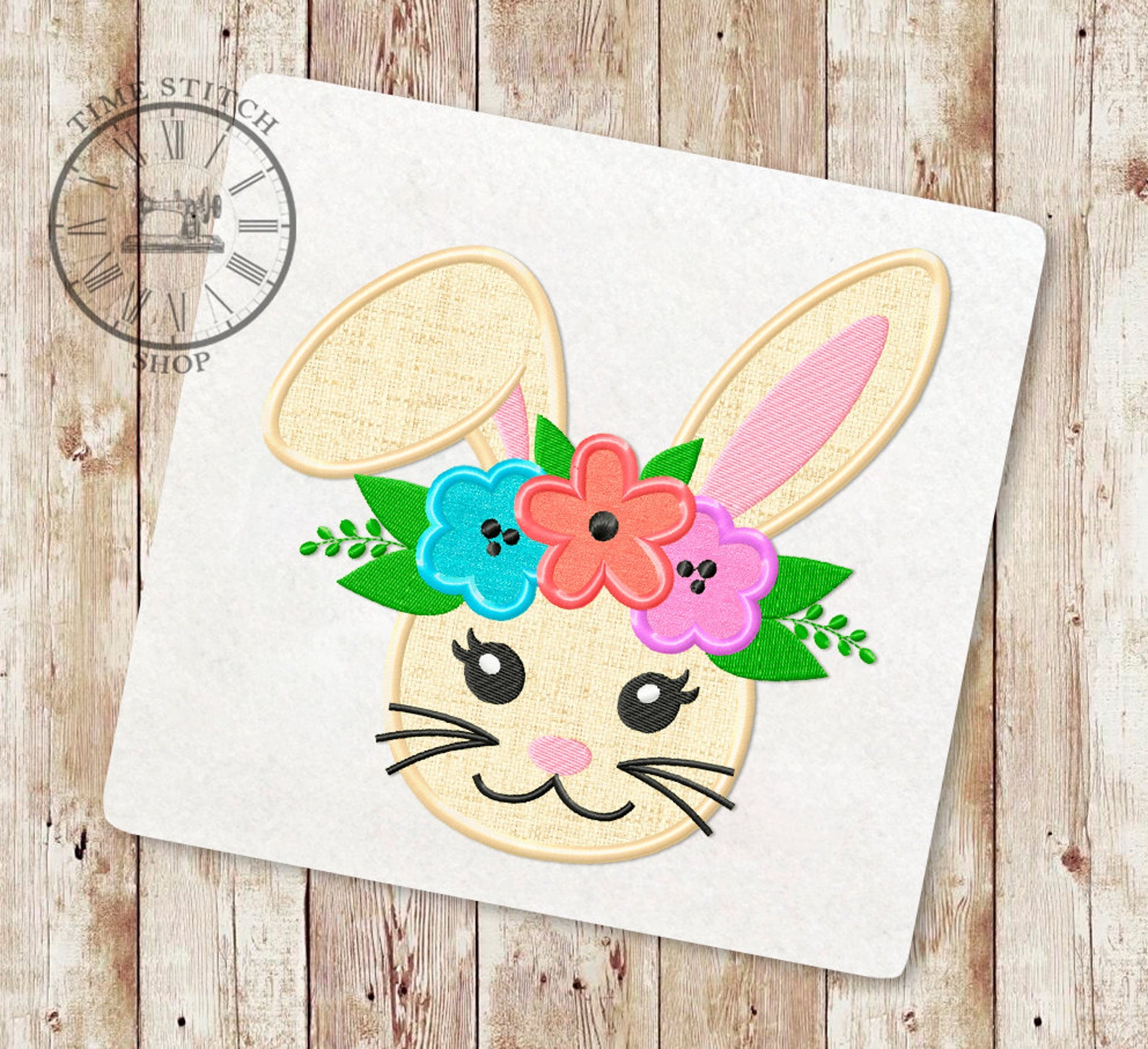Floral Bunny Face Applique Embroidery Designs Easter Bunny - Etsy