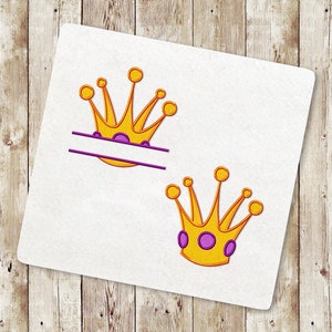 Princess Crown Applique Embroidery Designs, Crown split Applique Embroidery Designs, Princess Embroidery Designs, Instant Download, 101