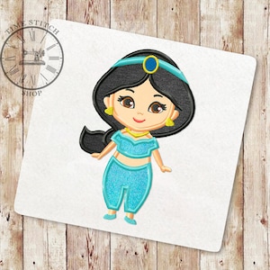 Little Arabian Princess Applique Embroidery Design, Mini Princess, Baby Girl Birthday Applique Embroidery Designs, Instant Download, 220