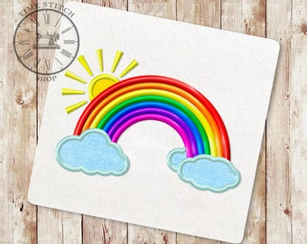 Rainbow Applique Embroidery Design, Rain Сloud Applique Embroidery Designs, Summer Sun Applique Embroidery, Baby Embroidery Designs, 157