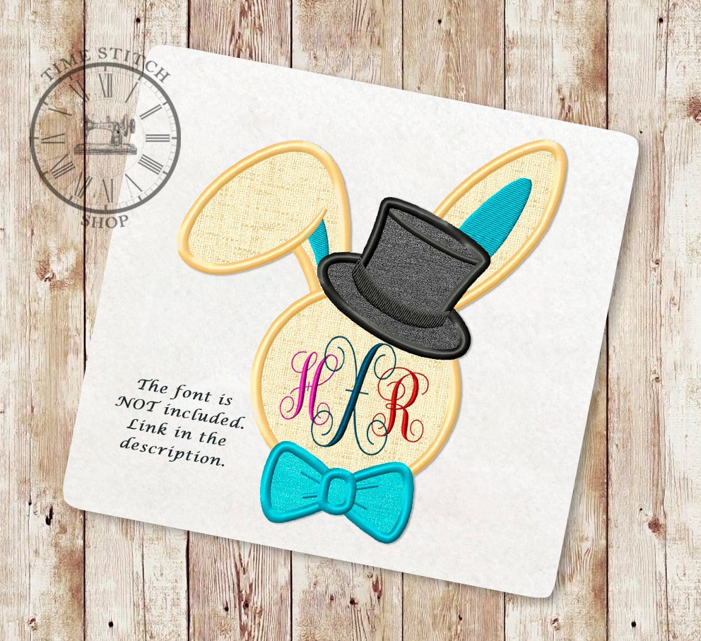 クローバー Boy Bunny Head Applique Embroidery Designs, Easter Bunny