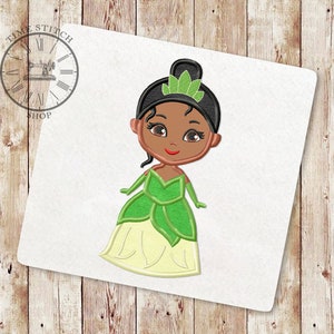 Little Princess Applique Embroidery Design, Baby birthday Applique Embroidery Designs, Mini Princess Frog  Embroidery, Instant Download 217