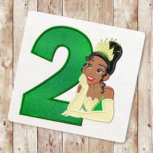 Princess Second birthday Applique Embroidery Design, Baby Girl Princess Frog Applique Embroidery Designs, Instant Download, 136