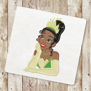Princess Applique Embroidery Design, Baby birthday Applique Embroidery Designs, Princess Frog Embroidery Design, Instant Download, 025