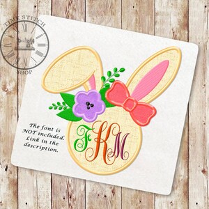 Girl bunny head Applique Embroidery Designs, Easter Bunny Embroidery, Bunny Face with Flowers, Bunny Flower Crown, Instant Download, 211