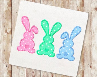 Three Bunnies Applique Embroidery Designs, Easter Bunny Applique Embroidery Design, Easter Applique Embroidery Design, Instant Download, 143