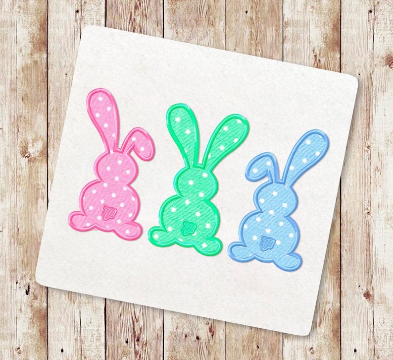 Three bunnies applique jessecmault designs easter bunny  etsy