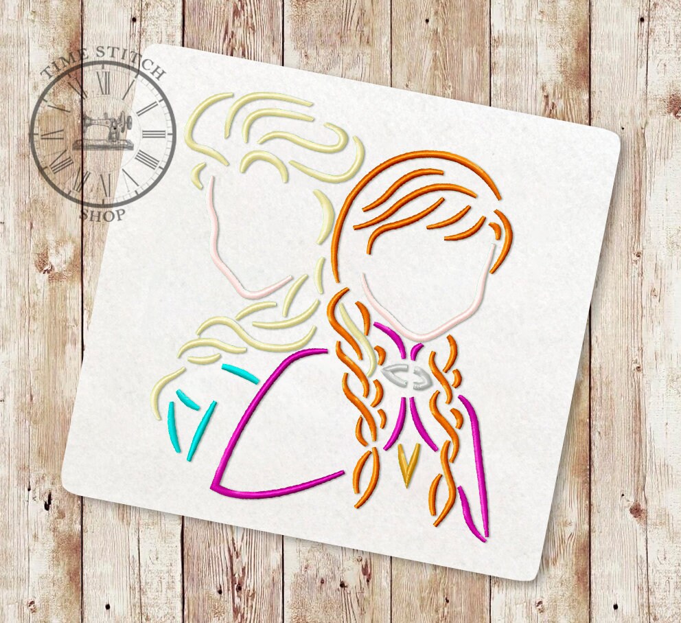 Princess Silhouette Outline Embroidery Design Baby Birthday - Etsy