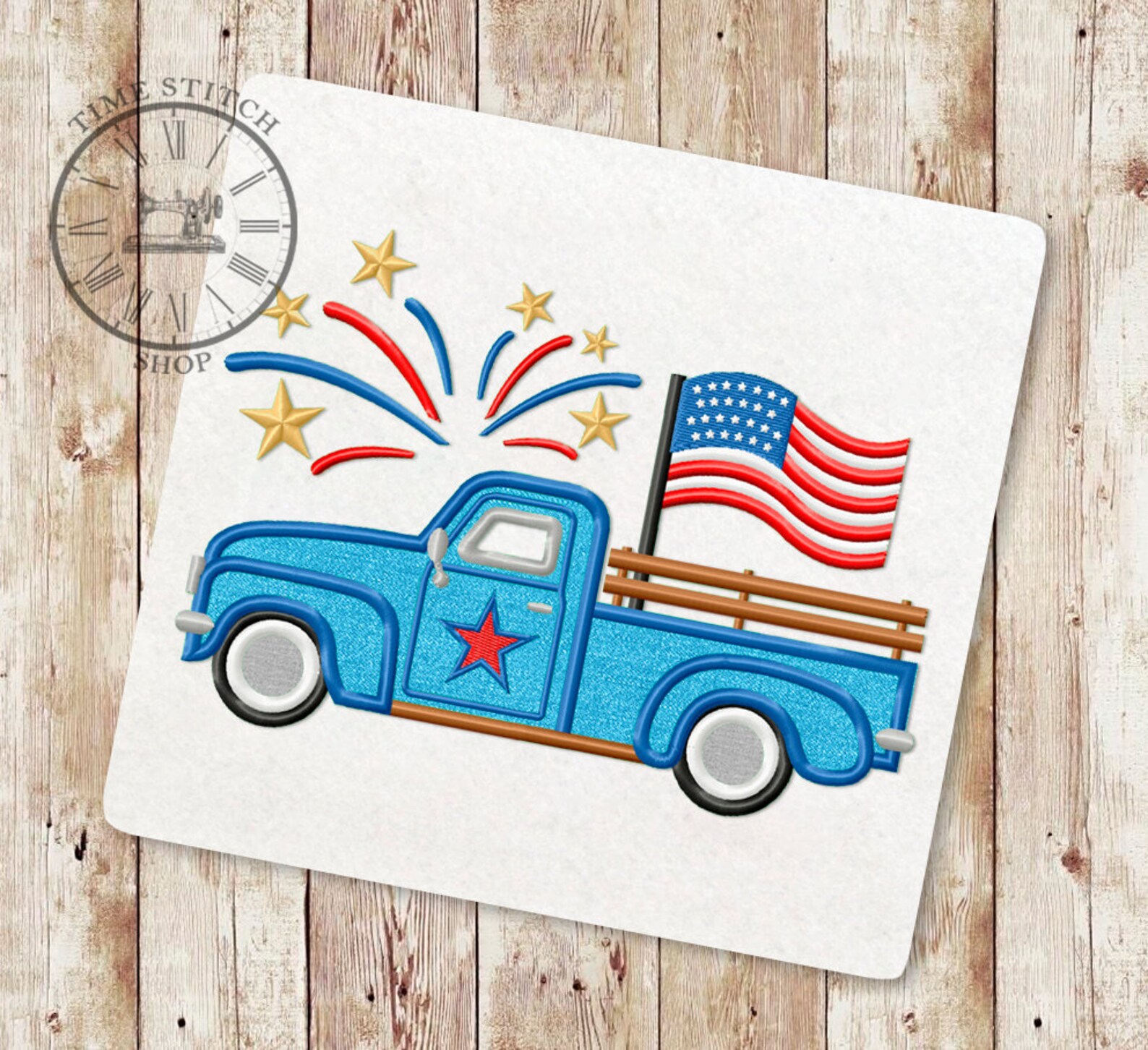 Vintage Truck Applique Embroidery Design 4th of July Truck Etsy