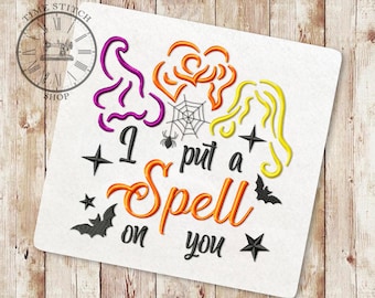 Hocus Embroidery Design, I put a spell on you Embroidery Design, Halloween Embroidery Designs, Sisters Witch Embroidery 186