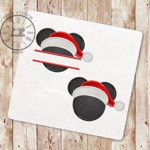 Weihnachten Maus Applikation Stickmuster, Maus Kopf geteilt Stickmuster, Maschinenstickerei, Weihnachten Stickmuster, Instant Download 079